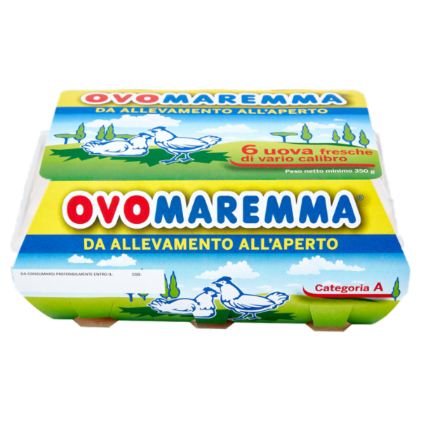 Ovomaremma 6 uova fresche di vario calibro da Allevamento all'Aperto 350 g