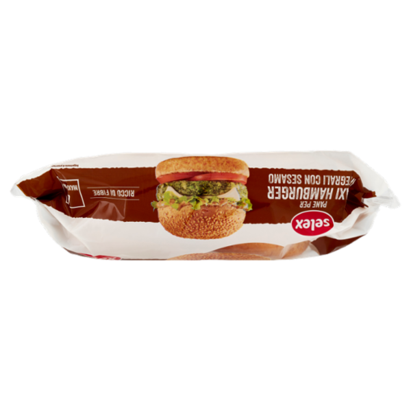 Selex Pane per Maxi Hamburger Integrali con Sesamo 4 pezzi 300 g
