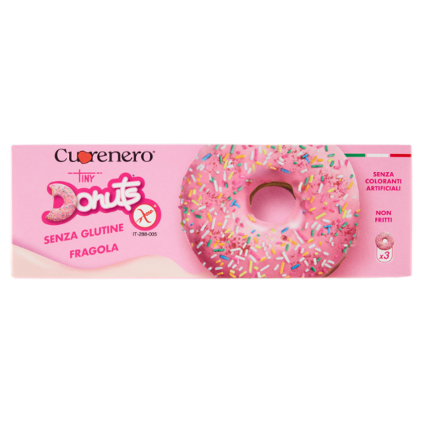 Cuorenero Tiny Donuts Senza Glutine Fragola 3 x 37 g