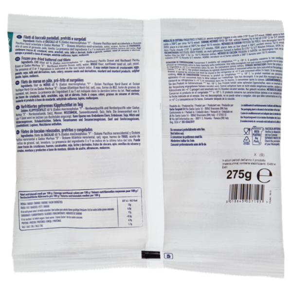 Garbo Linea Pastellati Filetti di Baccalà Prodotto surgelato 275 g