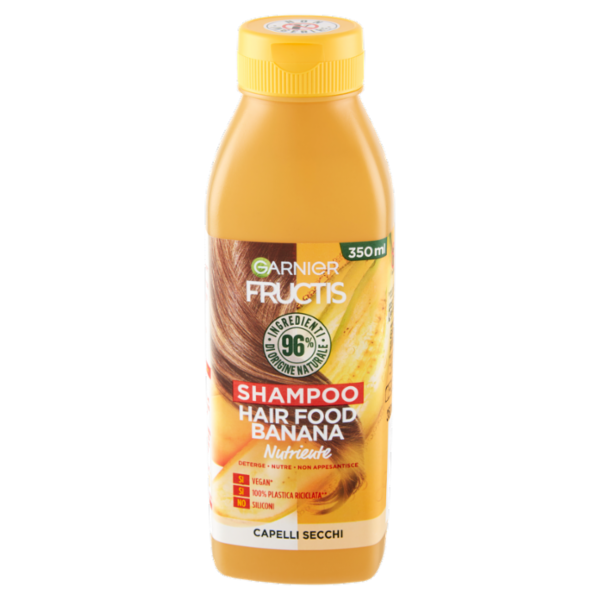 Garnier Fructis Hair Food, Shampoo nutriente alla banana per capelli secchi, 350 ml