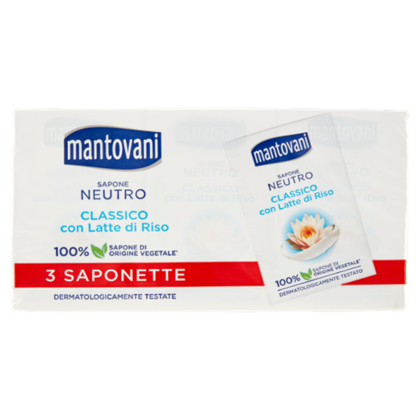 mantovani Sapone Neutro Classico con Latte di Riso 3 x 90 g