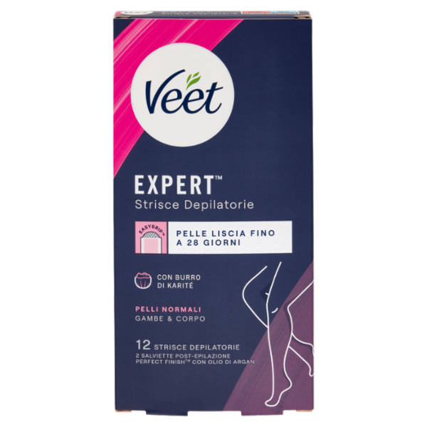 Veet Expert Strisce Corpo e Gambe Pelli Normali, 12 strisce