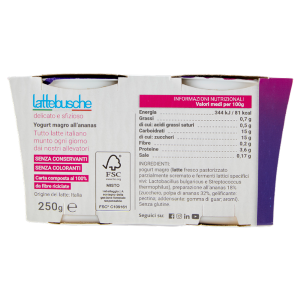 lattebusche yogurt magro Ananas 2 x 125 g