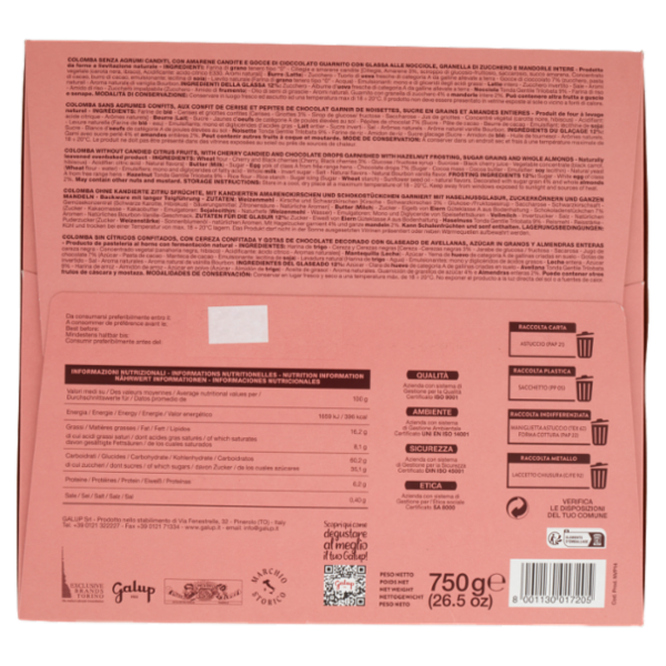 Galup la Colomba Amarene e Cioccolato con Glassa alle Nocciole 750 g