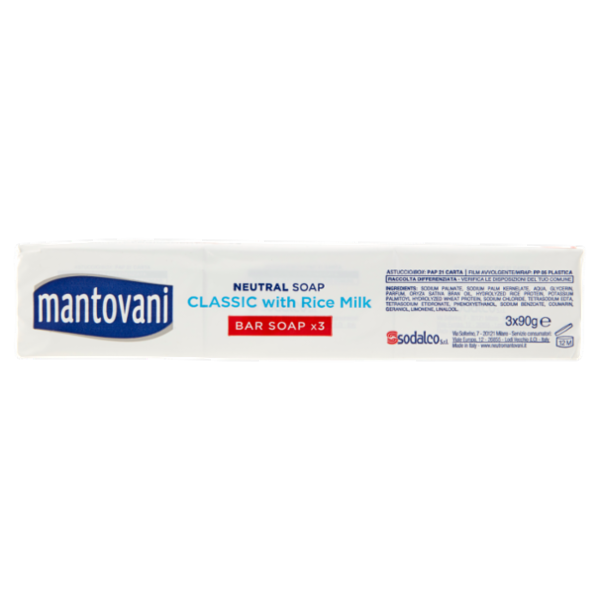 mantovani Sapone Neutro Classico con Latte di Riso 3 x 90 g