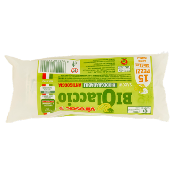 virosac Biolaccio Resistente Sacchi Biodegradabili Antigoccia 35x42 cm 6 Litri S 15 pz