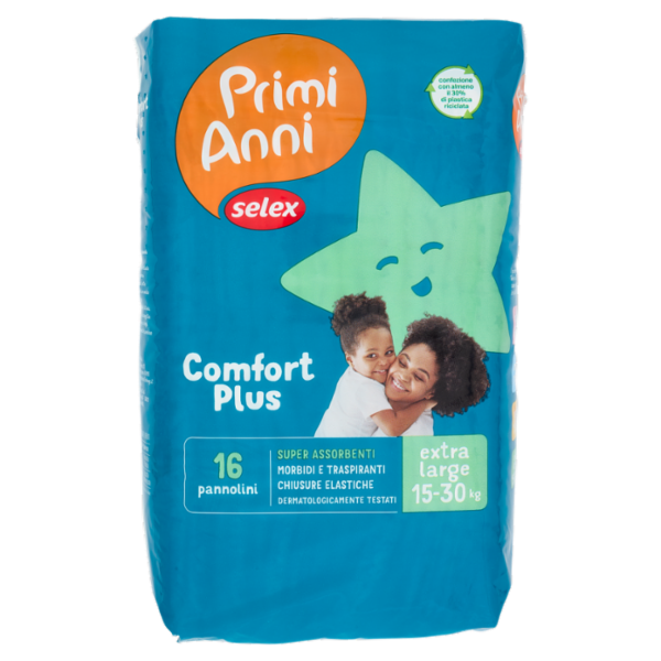 Selex Primi Anni Pannolini per Bambini Dry Confort Extra Large 15-30 kg 16 pezzi