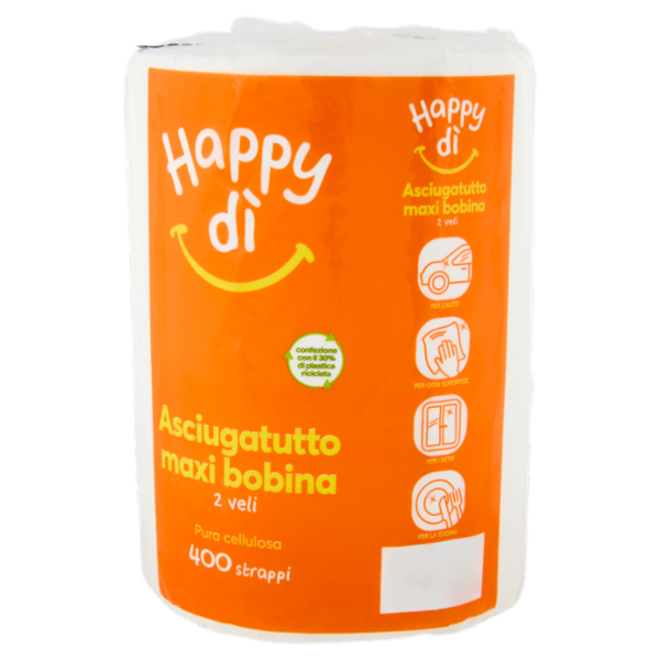 Happy dì Asciugatutto 2 Veli Bobina 400 Strappi