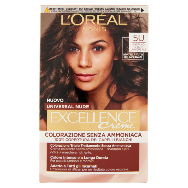 L'Oreal Paris Colorazione permanente senza ammoniaca, Riflesso Universale, Castano Chiaro 5U
