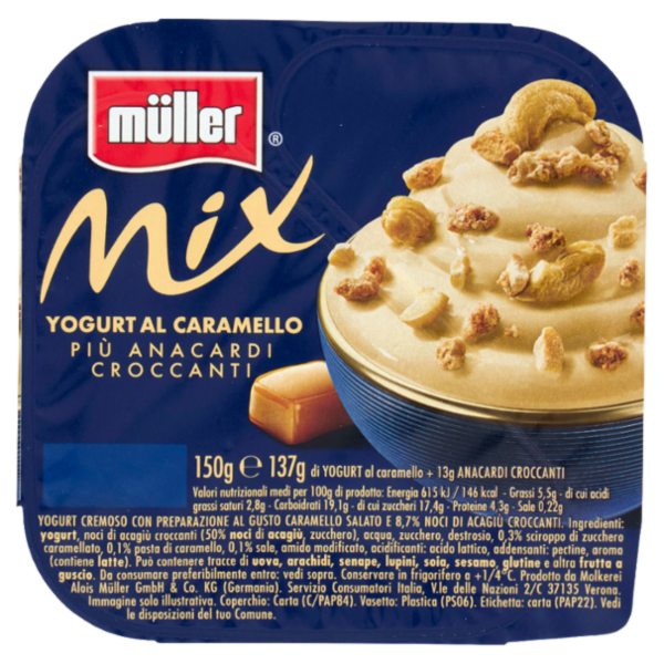 müller Mix Yogurt al Caramello Più Anacardi Croccanti 150 g