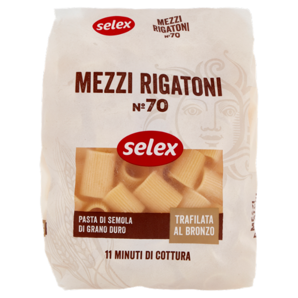 Selex Pasta di Semola Trafilata al Bronzo Mezzi Rigatoni 500 g