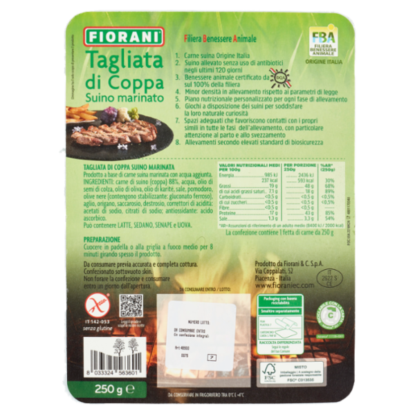 Fiorani Tagliata di Coppa Suino marinato 250 g