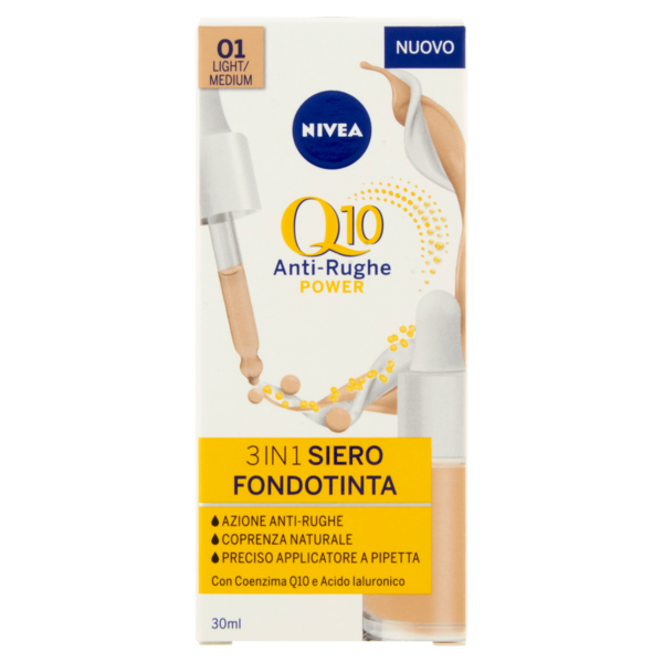 Nivea Q10 Anti-Rughe Power 3in1 Siero Fondotinta 01 Light/Medium 30 ml