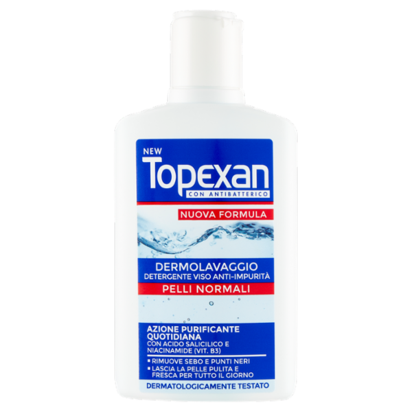 New Topexan con Antibatterico Dermolavaggio Detergente Viso Anti-Impurità Pelli Normali 150 ml