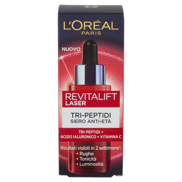 L'Oréal Paris Revitalift Laser Tri-Peptidi Siero Anti-Età con acido ialuronico + vitamina C, 30 ml