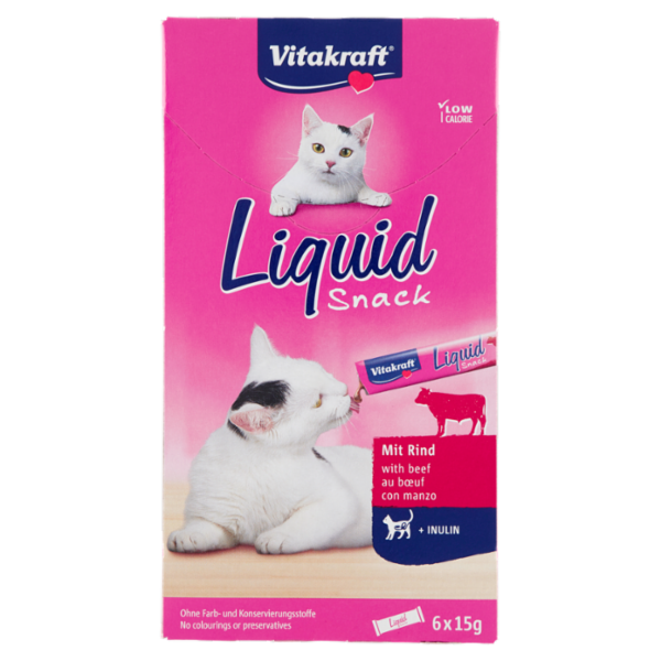 Vitakraft Liquid Snack con manzo + Inulin 6 x 15 g