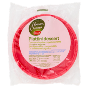 Selex Natura Chiama Piattini Dessert Biodegradabili e Compostabili Ecologici Rossi 15 Pezzi