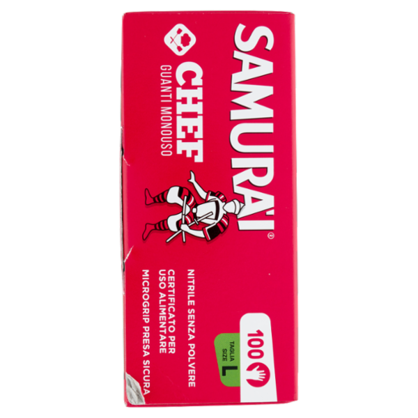 Samurài Chef Guanti Monouso Taglia L Nitrile Senza Polvere 100 pz