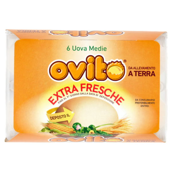 Ovito Extra Fresche 6 Uova Medie da Allevamento a Terra