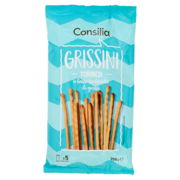 Consilia Grissini Torinesi a Basso Contenuto di Grassi in Confezioni Salvafreschezza 5x50 g