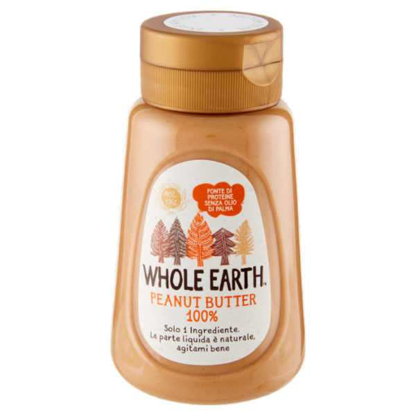 WHOLE EARTH Burro di Arachidi Cremoso, Crema Spalmabile Senza Glutine, Vegan, Bottiglia Squeeze 320g