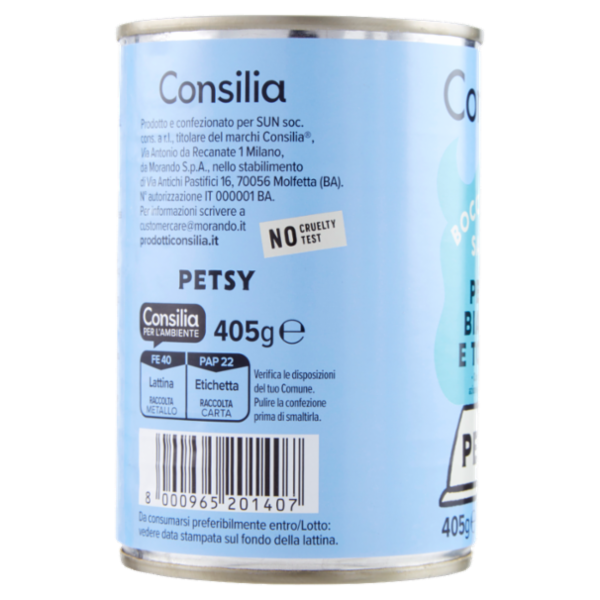 Consilia Petsy Gatto Bocconcini con Pesce Bianco e Tonno 405 g