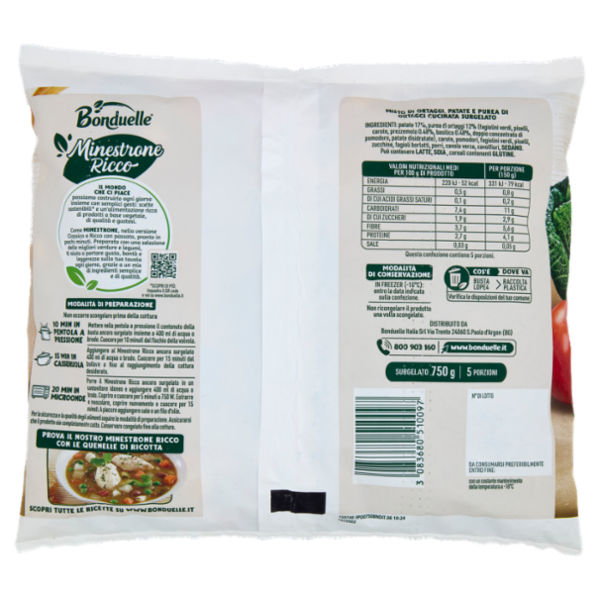 Bonduelle Minestrone Ricco con Passato di Verdura Surgelato 750 g