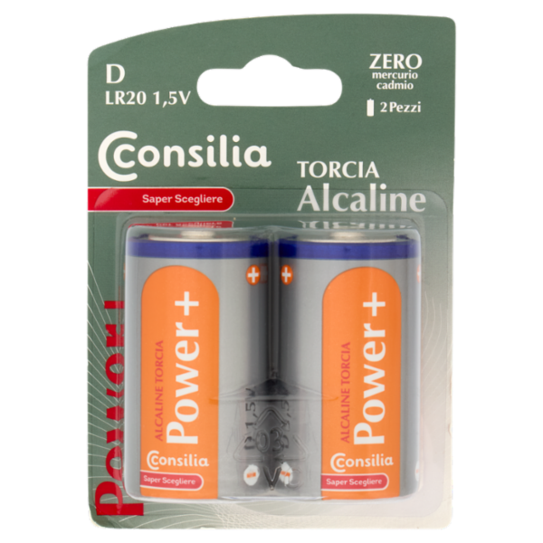 Consilia Saper Scegliere Pile Alcaline Torcia D 1,5 V 2 pezzi
