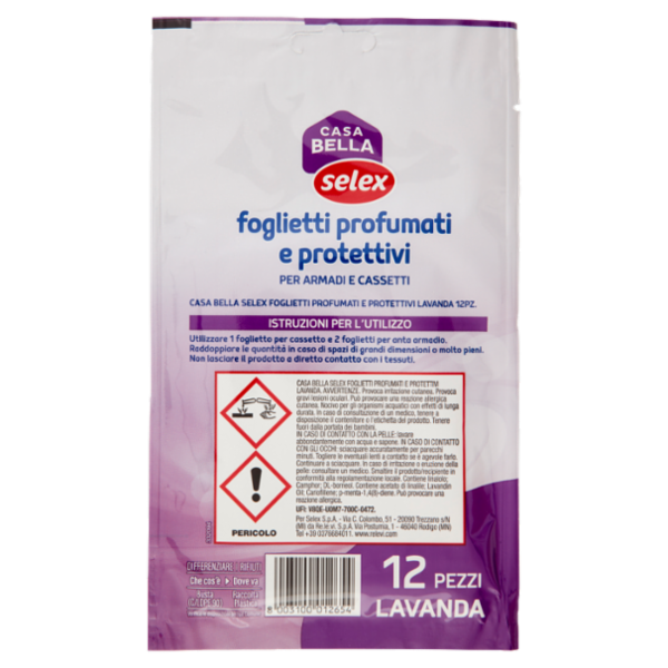 Selex Casa Bella Foglietti Profumati e Protettivi Lavanda 12 pezzi