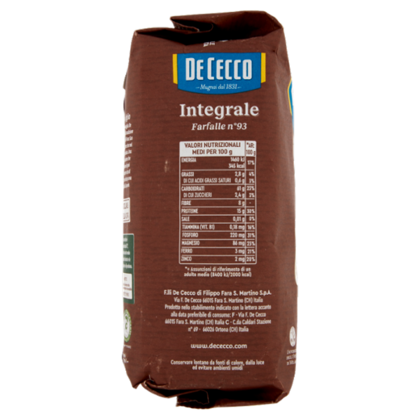 De Cecco Integrale Farfalle n° 93 500 g