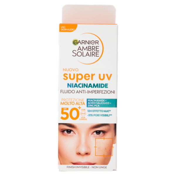 Garnier Ambre Solaire Fluido Anti Imperfezioni alla Niacinamide SPF50 40 ml
