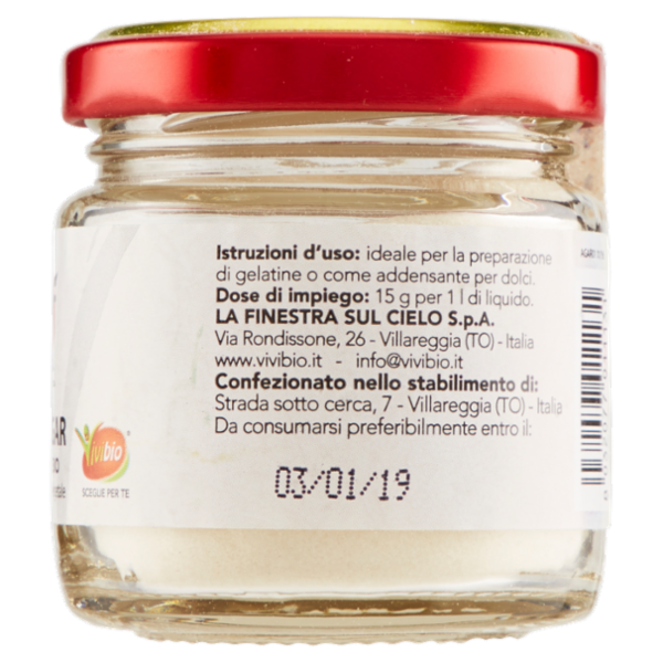 Vivibio Agar Agar in Polvere Bio 40 g