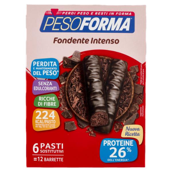 Pesoforma Fondente Intenso, sostitutivo del pasto ricco di fibre, 224 kcal per pasto, 12 x 31 g