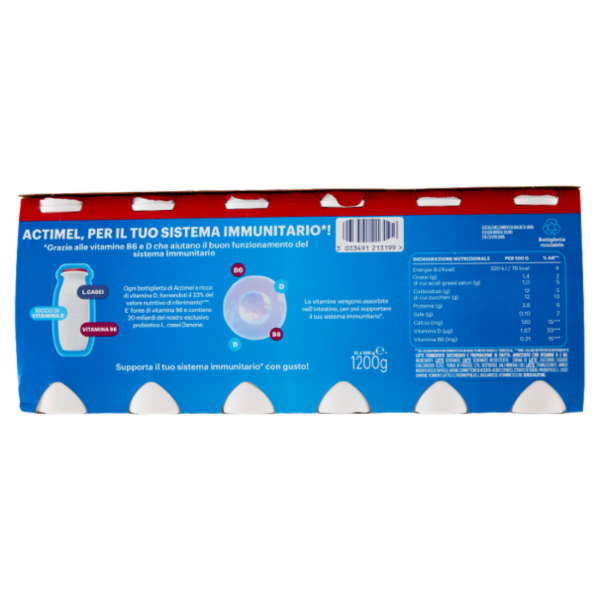 ACTIMEL, Yogurt da Bere con Vit B6 e D per il Sistema Immunitario, gusto Fragola, 12X100G