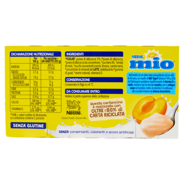 NESTLÉ MIO Yogurt Cremoso Senza Pezzi Albicocca 2x125g