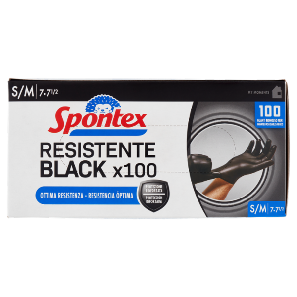 Spontex Guanti Usa&Getta Resistente Black x100 Taglia S/M