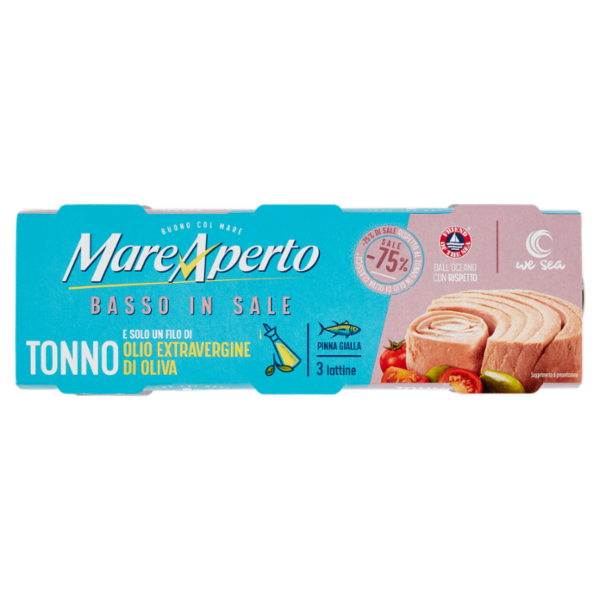 Mare Aperto Tonno Basso in Sale Olio Extravergine di Oliva 3 X 65 g