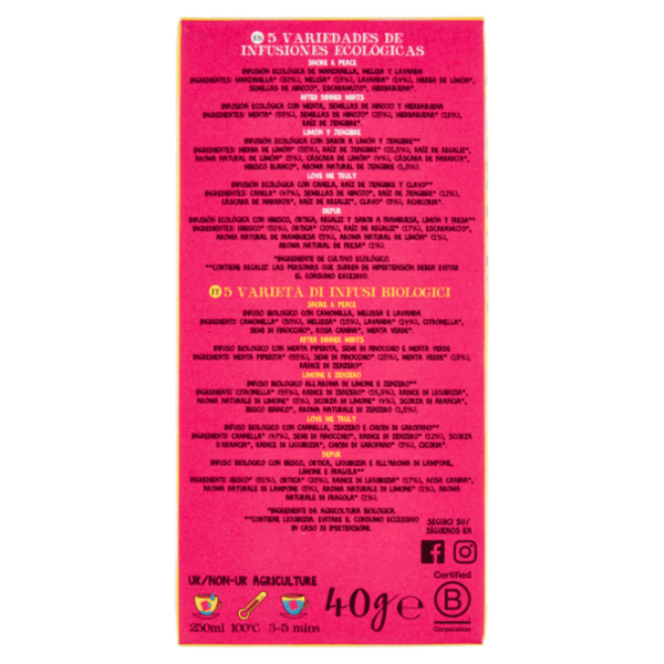 CUPPER Cofanetto Mix di Tisane Biologiche, Confezione Assortita di 5 Infusi, 20 Bustine 40 g