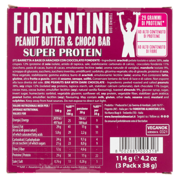 Fiorentini le Originali Peanut Butter & Choco Bar Super Protein Multipack 3 x 38 g