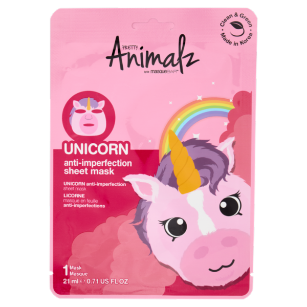 masqueBar Pretty Animalz Unicorn anti-imperfection sheet mask 1 Mask 21 ml