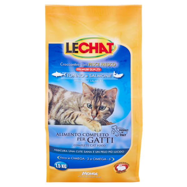 LeChat Croccantini con Pesce Fresco Tonno e Salmone 1,5 kg