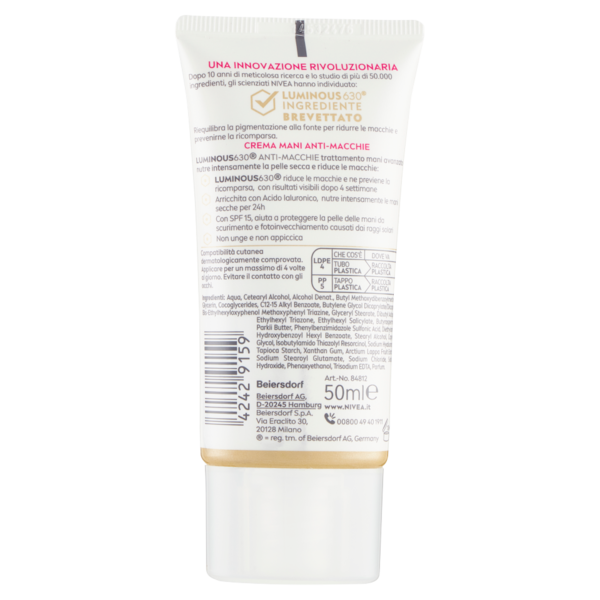 Nivea Luminous630 Anti-Macchie Crema Mani Anti-Macchie Trattamento Avanzato SPF 15 50 ml