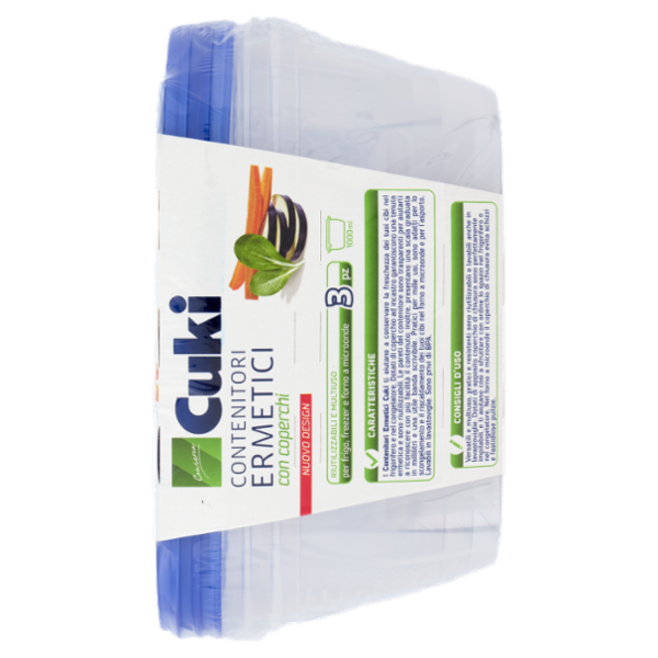Cuki Conserva Contenitori Ermetici con coperchi 1000 ml 3 pz
