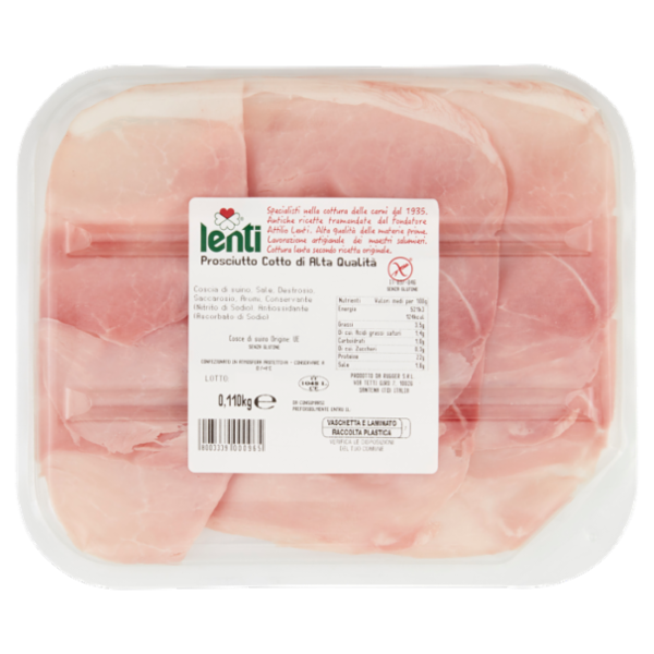 Lenti Prosciutto Cotto Alta Qualità 0,110 kg