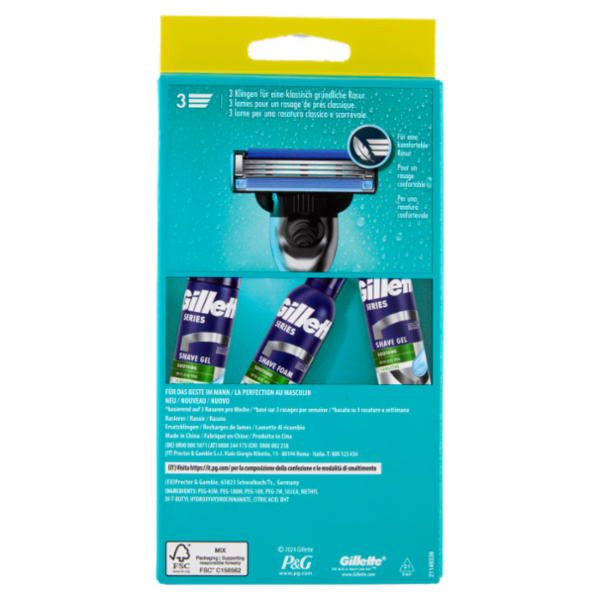 Gillette Mach3 Rasoio da Uomo a 3 Lame, 1 Manico + 5 Lamette