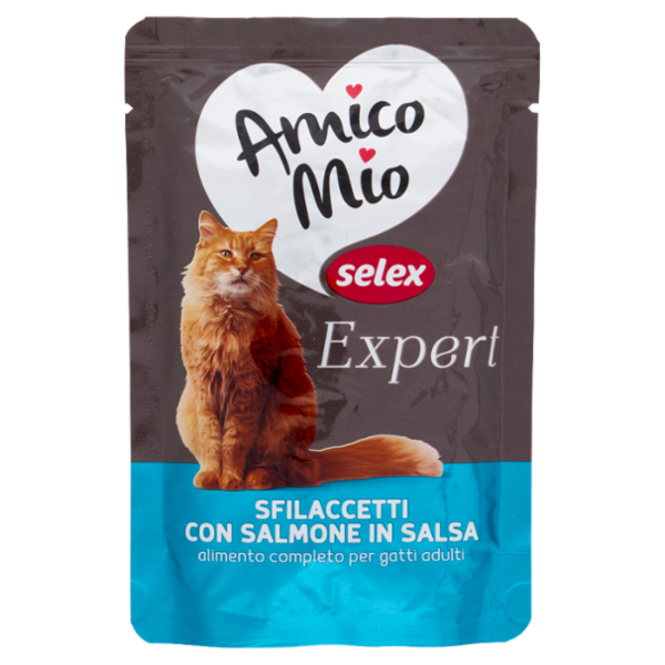Selex Amico Mio Expert Gatto Sfilaccetti con Salmone in Salsa 85 g