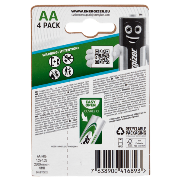 Energizer Accu Recharge Extreme AA 4 pz
