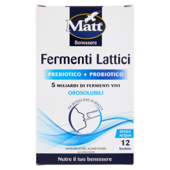 Matt Benessere Fermenti Lattici Prebiotico + Probiotico Orosolubili 12 Bustine 16,8 g