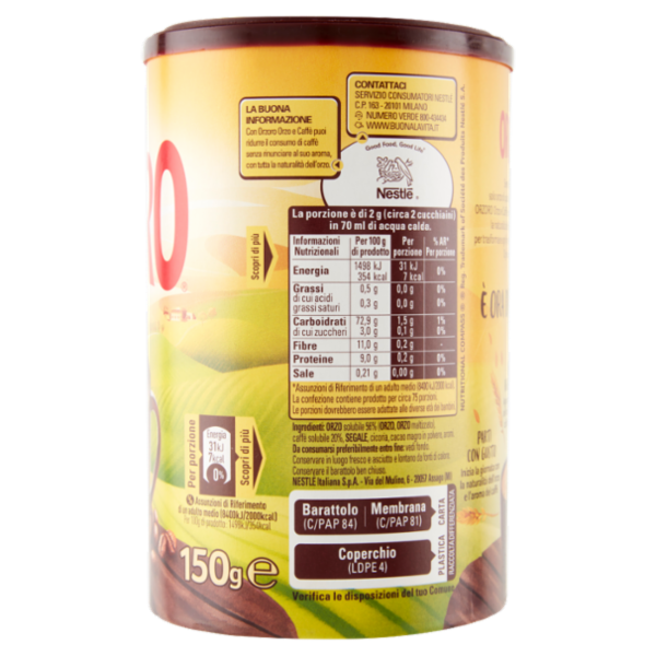 NESTLÉ ORZORO Orzo e Caffè Solubile barattolo 150 g